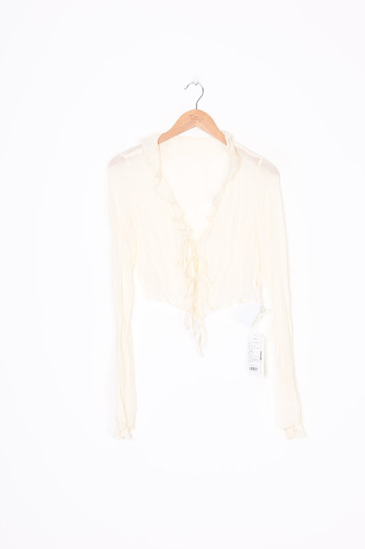 vcruan studio Womens Cream Top Size M