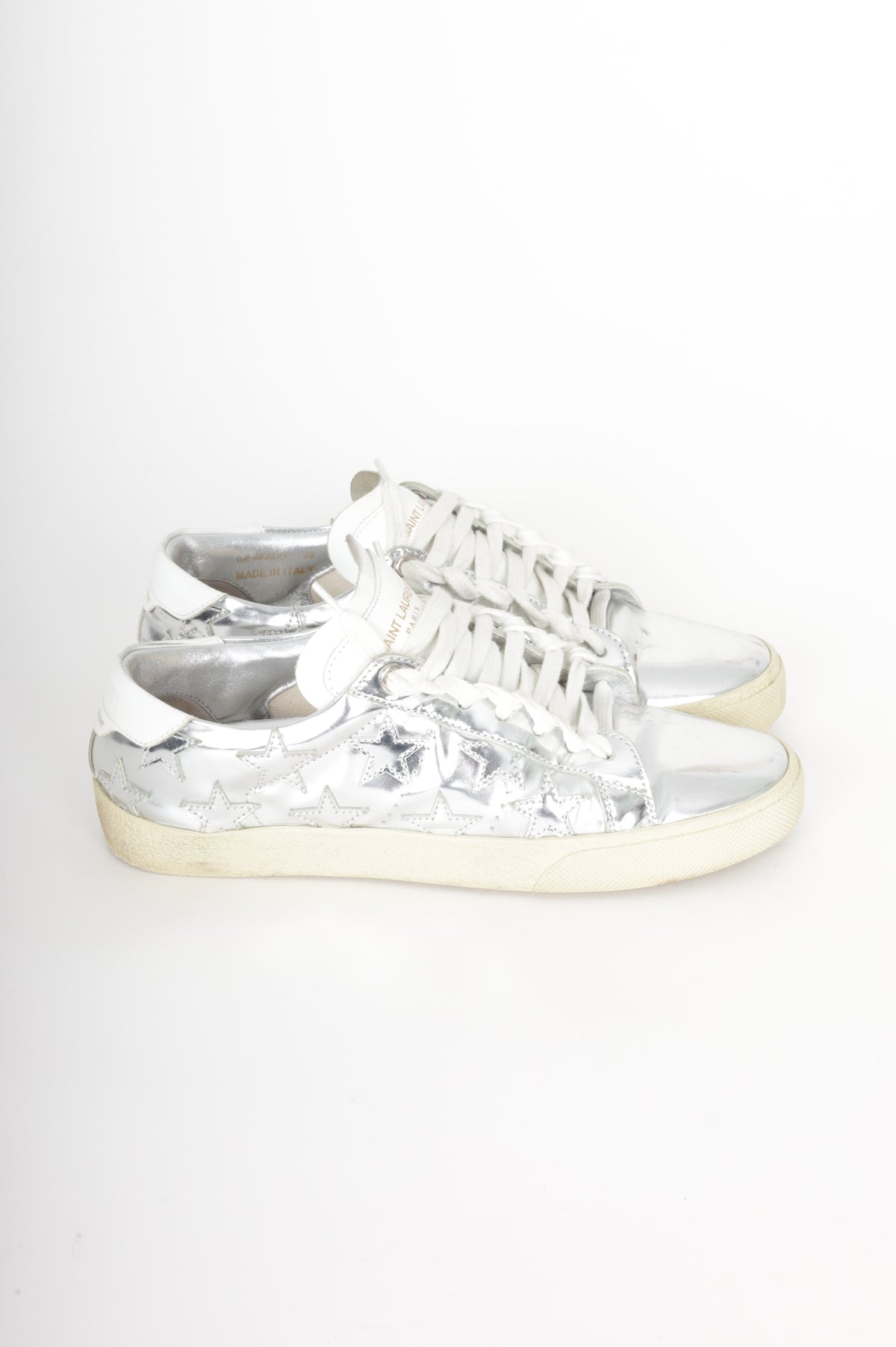 Saint Laurent Womens Silver Sneakers Size EU 38