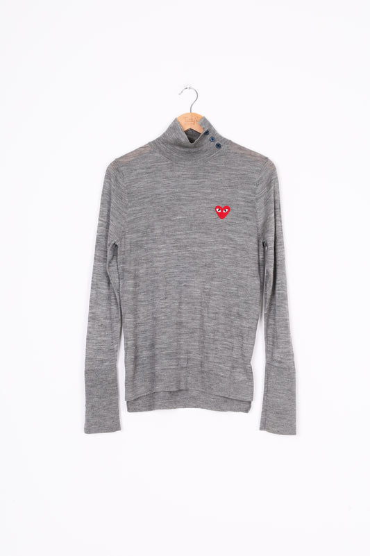 PLAY Comme Des Garcons Womens Grey Top Size M