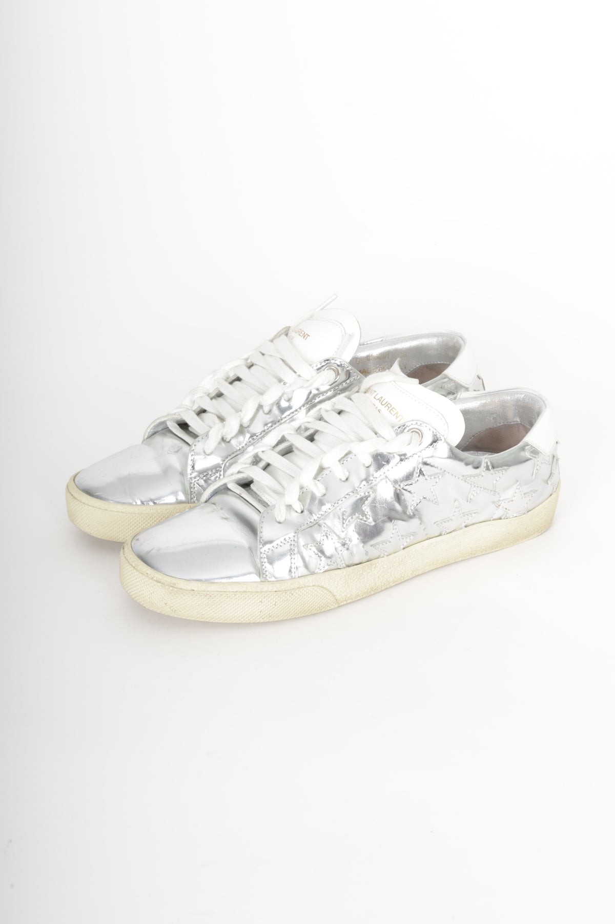 Saint Laurent Womens Silver Sneakers Size EU 38