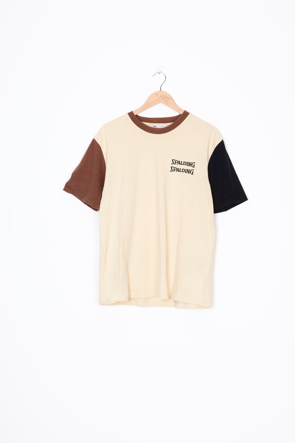 Zara x Spalding Mens Brown T-shirt Size L